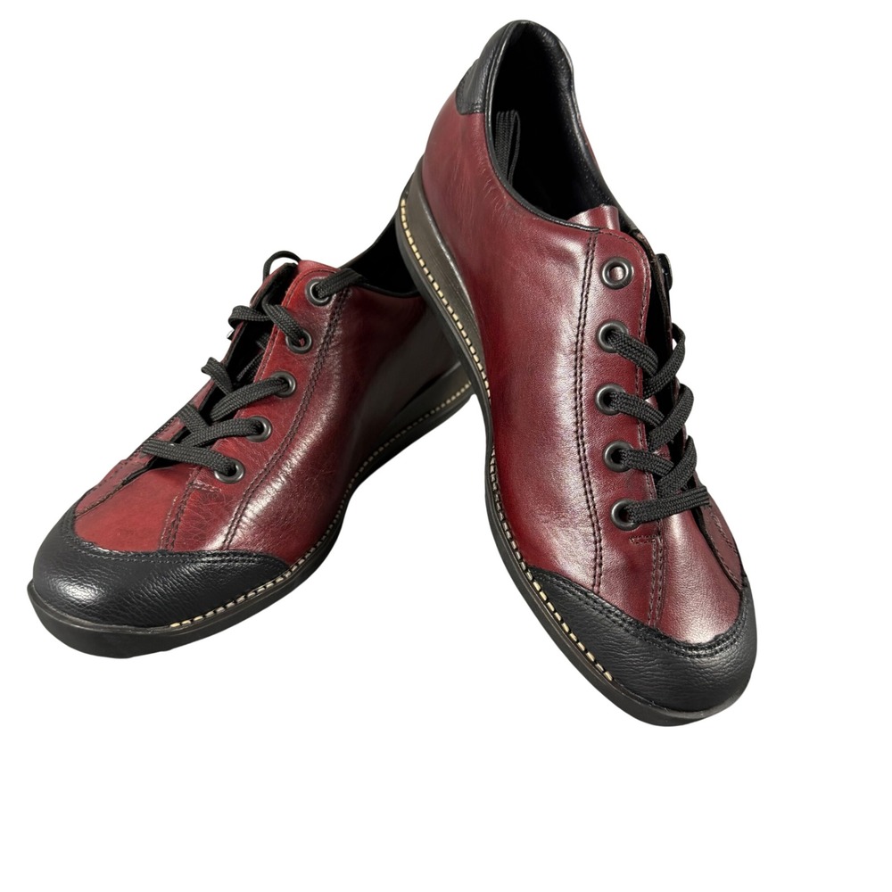 Rieker Antistress Womens Burgundy Black Leather Side Zip Walking Shoes 37